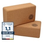 Yoga Block 2er Set VonBueren | Yoga Blöcke aus Kork | 22 x 12 x 7,5 cm je Yogablock | Yoga Zubehör für Damen und Herren | Hatha Klotz | Yogaklötze | Yogablöcke